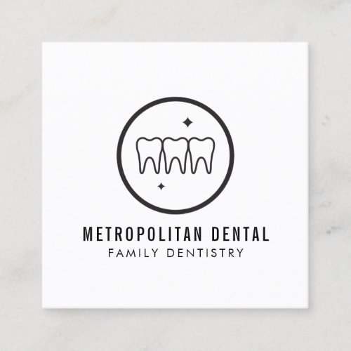 Modern Dentist Teeth Black Logo  Square Business Card