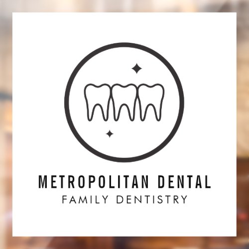 Modern Dentist Teeth Black Logo  Window Cling