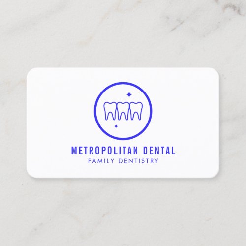 Modern Dentist Teeth Blue Logo Business Card