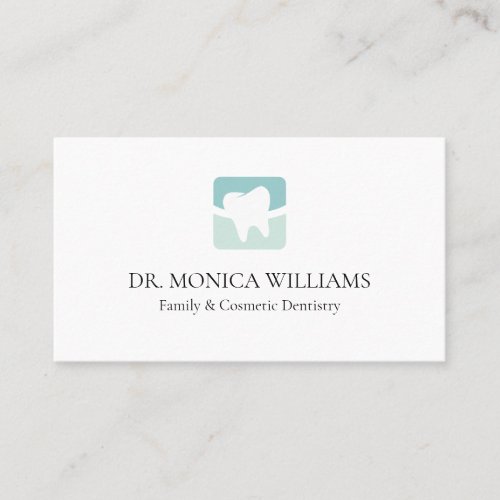 Modern dentist tooth logo light green professional business card