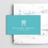 Modern Dentist Tooth Logo On Aqua Blue Business Card at Zazzle