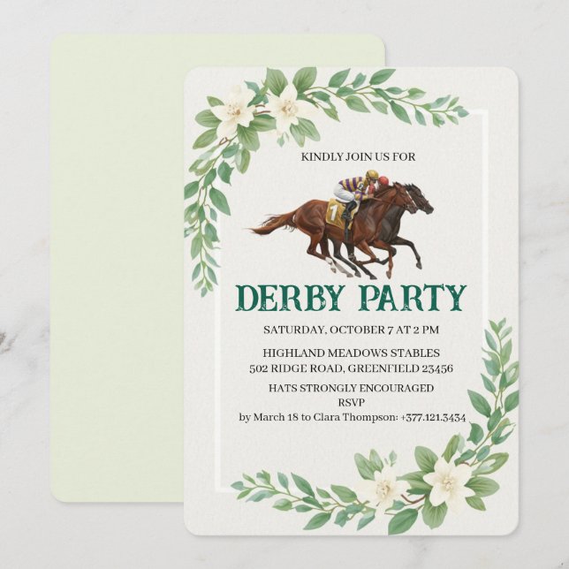 Modern Derby Horse Racing Party Invitation (Front/Back)