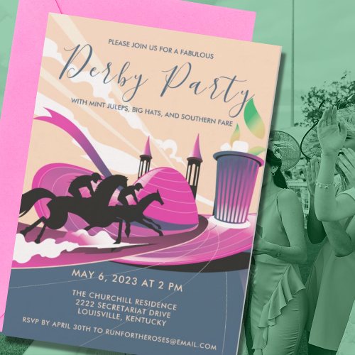 Modern Derby Party Art Deco Invitation