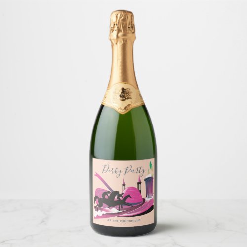 Modern Derby Party Art Deco Sparkling Wine Label