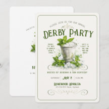 Modern Derby Party Watercolor Mint Julep Elegant