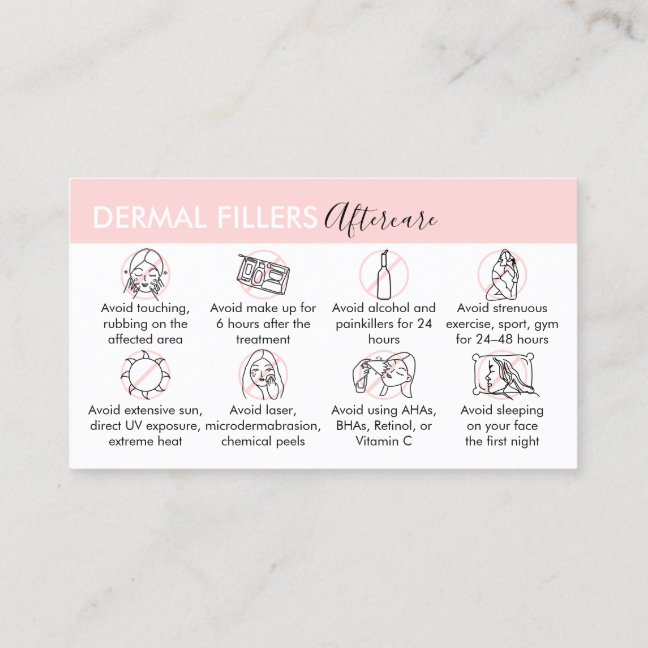 Modern Dermal Fillers Aftercare Business Card