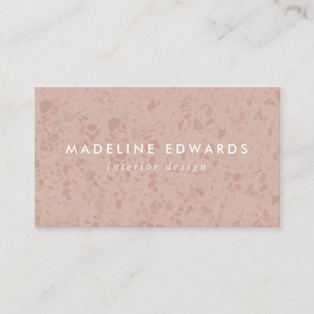 Modern Desert Blush Terrazzo Business Card (Front)