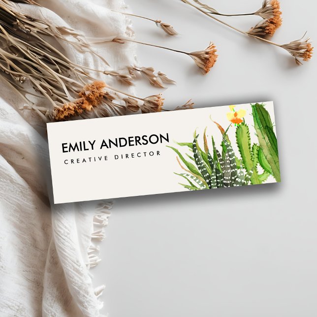 MODERN DESERT CACTUS FLORAL GARDEN WATERCOLOR NAME TAG (Creator Uploaded)