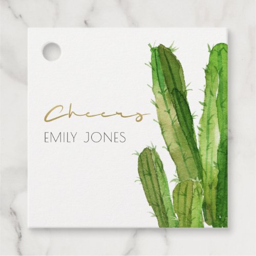 MODERN DESERT CACTUS FOLIAGE WATERCOLOR CHEERS FAVOR TAGS