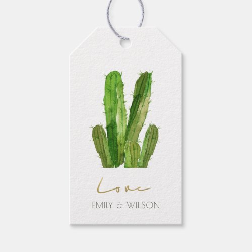 MODERN DESERT CACTUS FOLIAGE WATERCOLOR LOVE GIFT TAGS