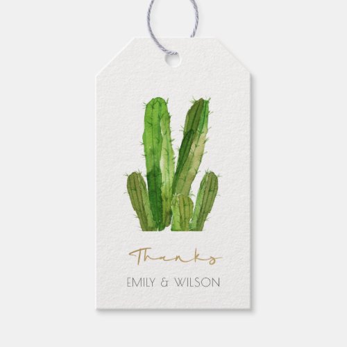 MODERN DESERT CACTUS FOLIAGE WATERCOLOR THANK YOU GIFT TAGS