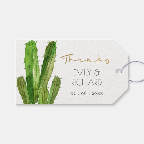 MODERN DESERT CACTUS FOLIAGE WATERCOLOR THANK YOU GIFT TAGS