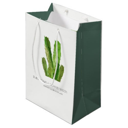 MODERN DESERT CACTUS FOLIAGE WATERCOLOR WEDDING MEDIUM GIFT BAG