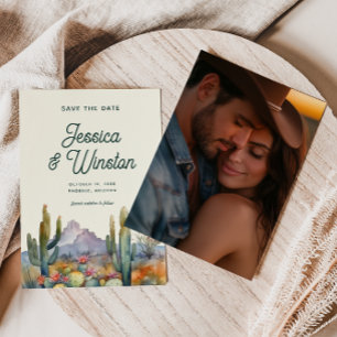 Modern Desert Cactus Photo Save the Date Invitation