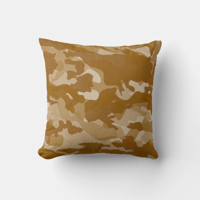 Modern Desert Earth-Tone Camouflage Pattern Throw Pillow (Front)