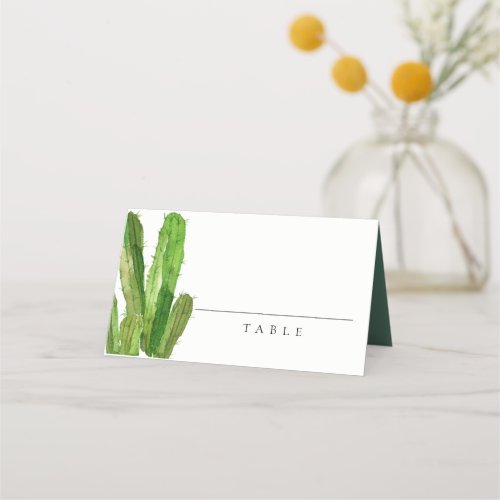 MODERN DESERT GREEN CACTUS FOLIAGE WATERCOLOR PLACE CARD