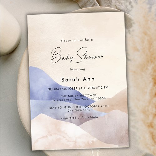 Modern Desert Mountain Abstract Baby Shower Invitation