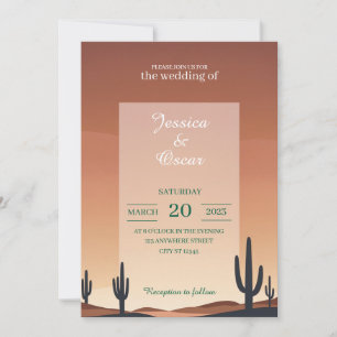 Modern Desert Wedding Design – Terracotta Sunset Invitation