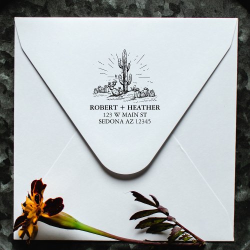 Modern Desert Wedding Personalized Return Address Self_inking Stamp