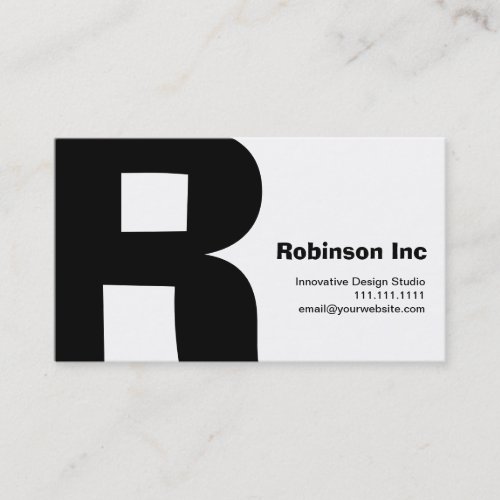 Modern Design Big Retro R-Monogram Reversable Business Card Template