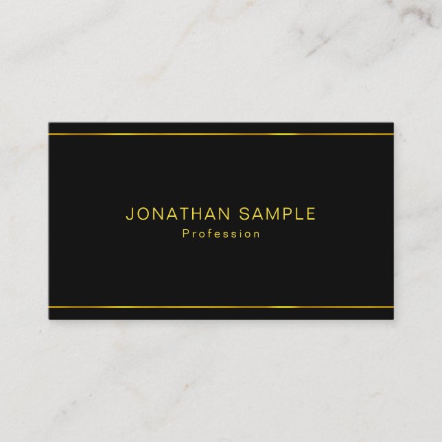 Modern Design Black And Gold Template Fashionable Business Card (Front)