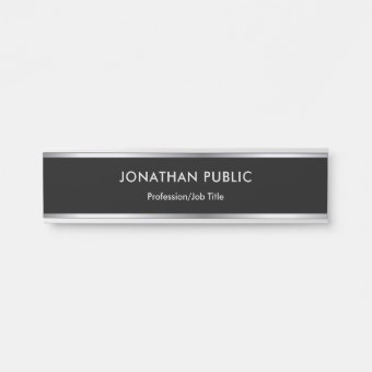 Modern Design Black And Silver Glam Professional Door Sign | Zazzle