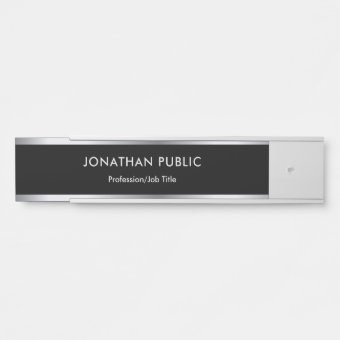 Modern Design Black And Silver Glam Professional Door Sign | Zazzle