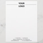 Modern Design Business Letterhead with Logo<br><div class="desc">Custom Simple Black and White Business Office Letterhead with Logo</div>