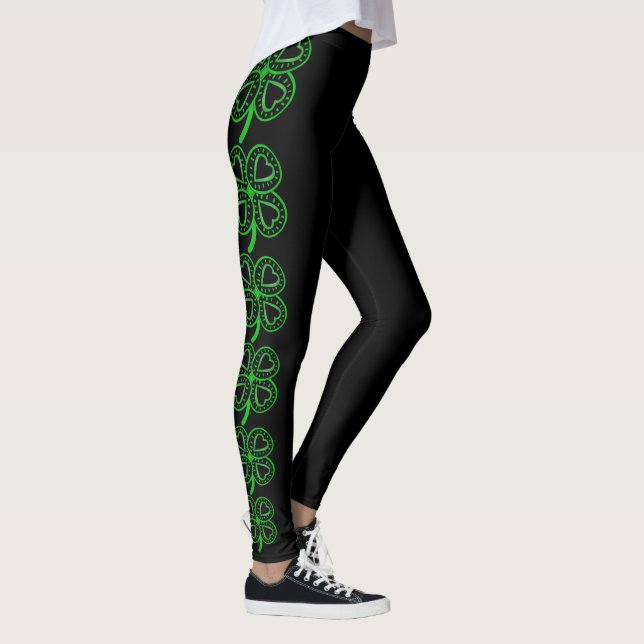Modern Design Clover Heart St Patrick's Day Leg Leggings (Right)