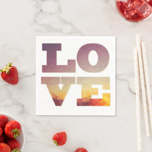 Modern design colorful sunset love text napkins
