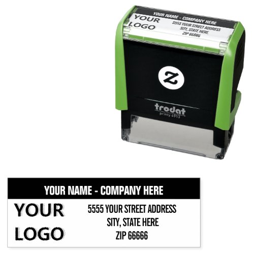Modern Design Custom Logo Name Address Color Self_inking Stamp