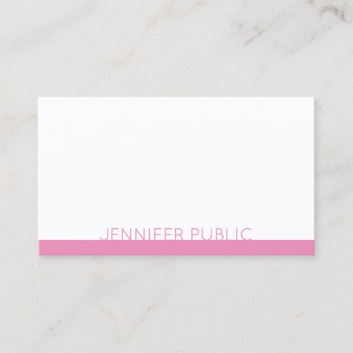 Modern Design Elegant Pink White Trendy Plain Business Card