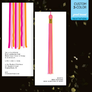 Modern Design Graduation Invitation 3 color Tassel
