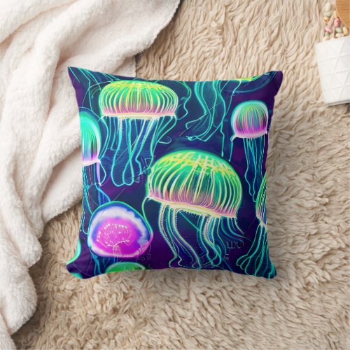 Modern Design Jellyfish Artistry Throw Pillow