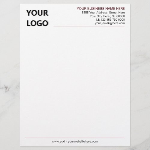 Modern Design Letterhead with Your Logo Name Info