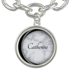 Modern Design Marble and Script Personalized Bracelet