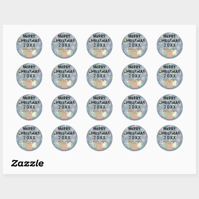 Modern Design Merry Christmas Snowflakes Sticker (Sheet)