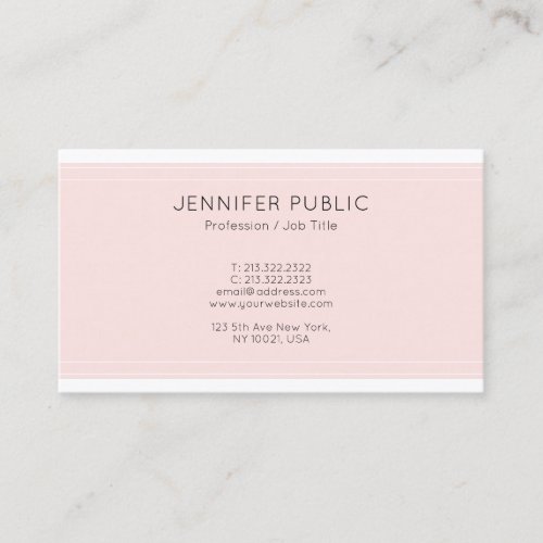 Modern Design Pink Professional Glamorous Plain Business Card