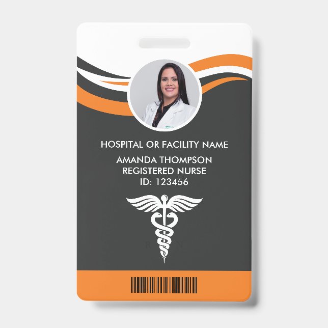 Modern Design Registered Nurse Photo ID Badge (Front)
