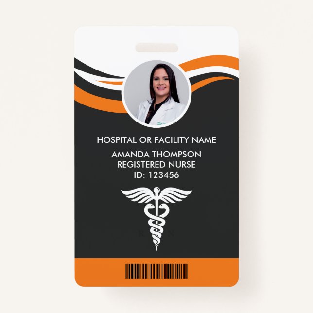 Modern Design Registered Nurse Photo ID Badge (Front)