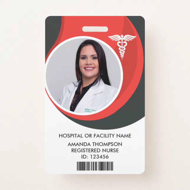 Modern Design Registered Nurse Photo ID Badge | Zazzle