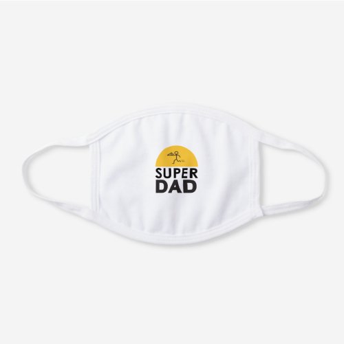 Modern Design SUPER DAD Fathers Day Party White Cotton Face Mask