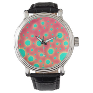 Modern Design Turquoise Dots over Hot Pink Watch