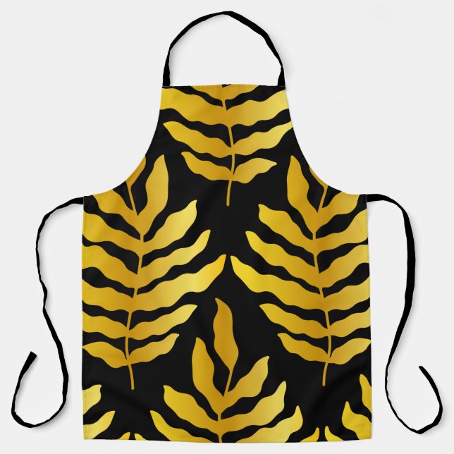 Modern design with leaves. Tropical leaves of gold Apron (Front)