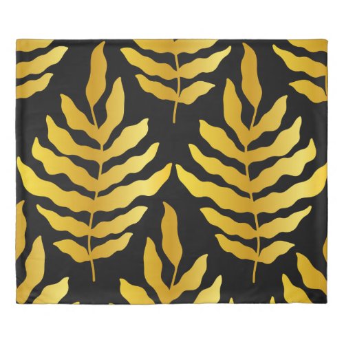 Modern design with leaves Tropical leaves of gold Duvet Cover