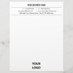 Modern Design Your Business Logo Office Letterhead<br><div class="desc">Your Color and Font - Custom Simple Black and White Business Office Letterhead with Logo - Add Your Logo - Image / Business Name - Company / Address - Contact Information - Resize and move or remove and add elements / image with customization tool. Good Luck - Be Happy :)...</div>