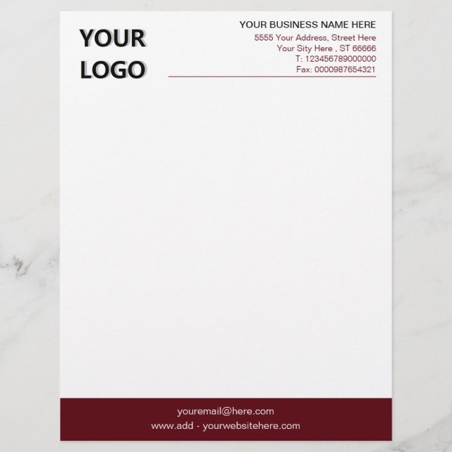 Modern Design Your Colors Letterhead with Logo (Front)