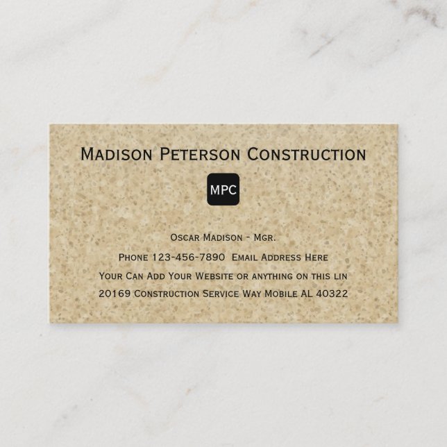 Modern Designed Construction Businesscards Business Card (Front)
