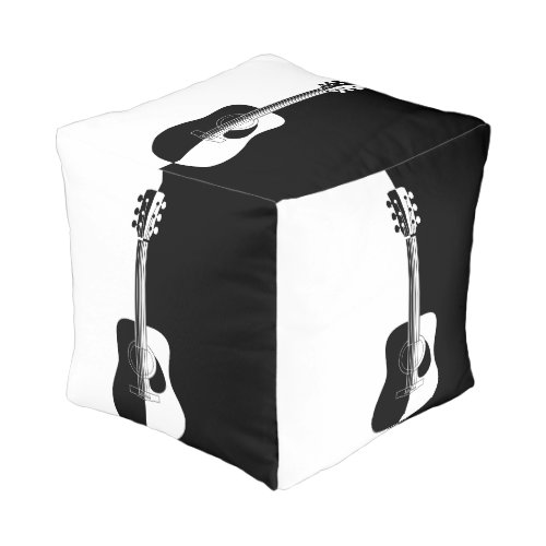 Modern designer black and white guitar pouf