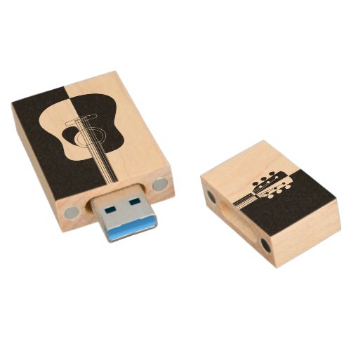 Modern designer black and white guitar wood USB flash drive